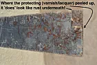 What causes this crazy brown 'crazing' in a varnished steel measuring square?  |  What causes this crazy brown crazing on a varnished steel square?...