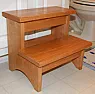 New Step Stool |  I made a step stool from scrap cherry for my kid so he can reach the bathroom...