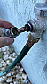 Outdoor spigot leaking from handle when turned on