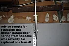 Bam! Garage door over-the-door torsion spring snapped! How to replace?  |  UPDATE: Here are some pictures after I disassembled the garage door overhead...