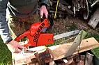 Making a chainsaw saw horse for chopping firewood  |  1 bolt, a couple of washers to space the chain away from the support and  two...