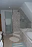 Shower Curtain Ideas . . . |  (Relatively) Cheap & Cheerful idea.  Attach an elastic loop to each end of the...
