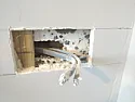 Solve the fitting of a back-box |  Undercutting the wood under the plasterboard will damage the  plasterboard to...