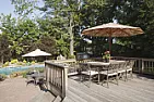 Should a deck railing be attached to the house? |  After the ledger for my deck rotted out (in a lot less than 14 years), takingthe...