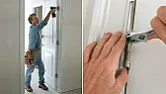 Front door is a little out of square - Advice? |  How old is it, my 80 yr old hinges are worn thin and allow a similarsag, it is...