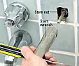 Stubborn valve stems  |  Both are starting to leak.   I'm having a heck of time getting a wrench  on...