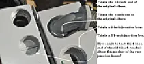 What size electrical junction box fits a 1-inch diameter cable anyway?  |  choice of locations for elbows.   Like why they are used at the top of the pic,...