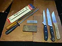 What tools can I use to sharpen these kitchen knives?  |  Got it.  Used it.  Favorably impressed.   Original Buck blade steel is no easy...