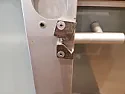 Help with kitchen overhead cabinet hinges  |  Two of the hinge mounts have fractured in a 2-part lift up cabinet door  at the...