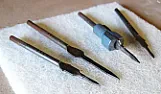 Flat Pilot Hole Bits for Screws?  |  I found these in a jar in my Dad's garage. I don't know how old they...