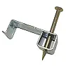 Cable clips  |  I believe you can use a mixture of plastic and metal clips by interspersing...